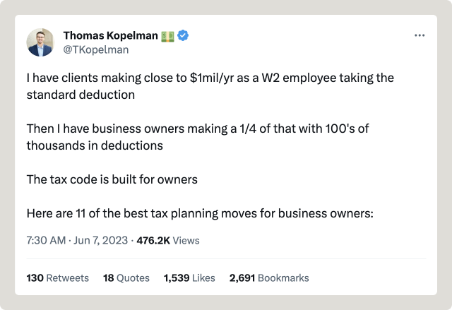 Tweet from Thomas Kopelman