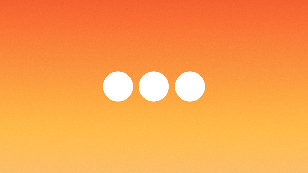 Three white circles on orange gradient background.