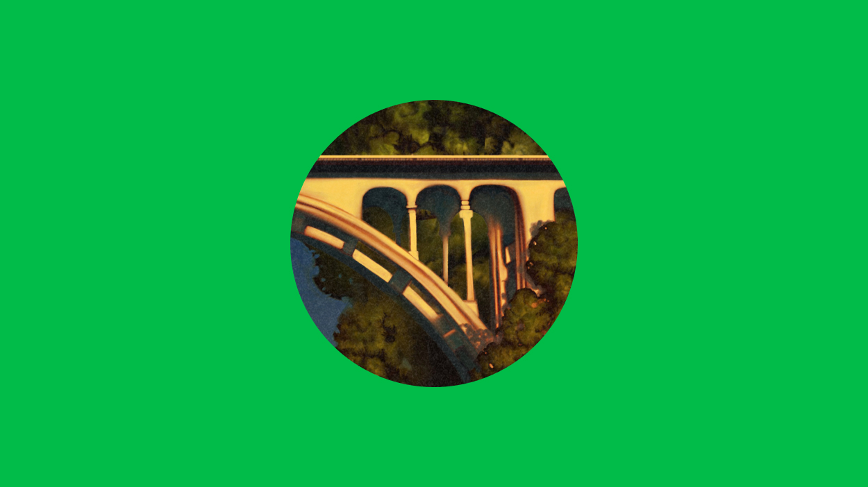 Bridge on green background