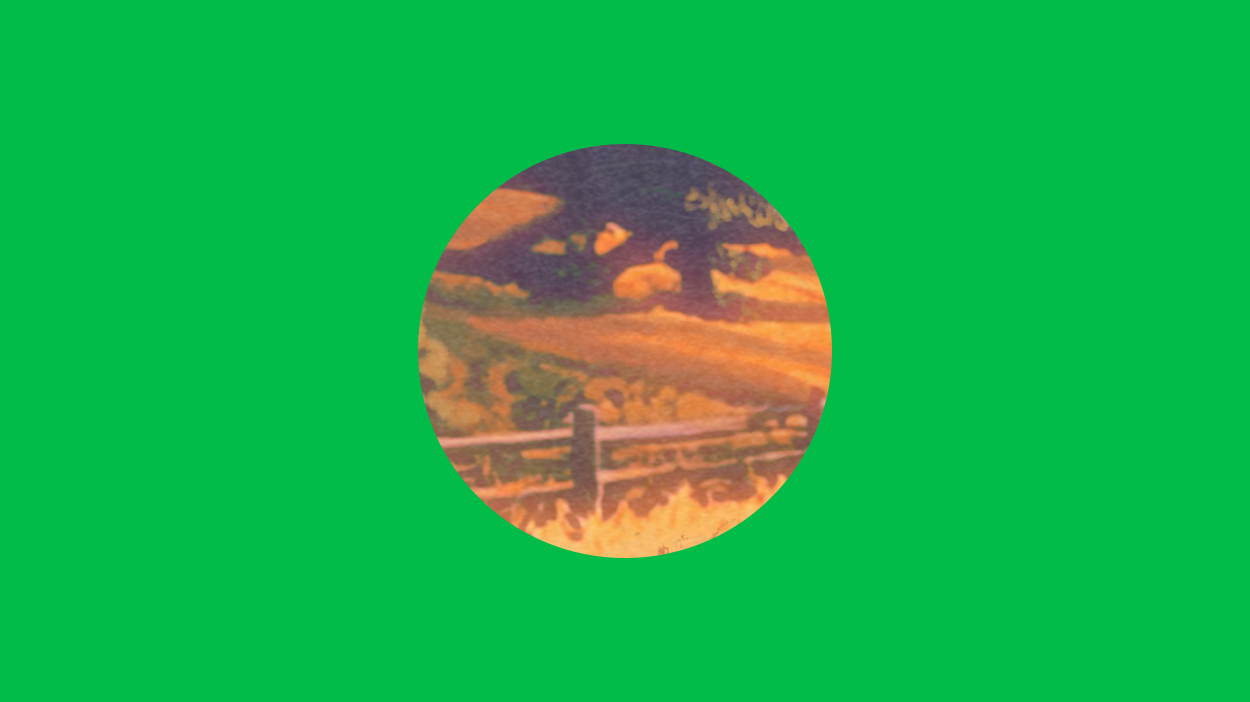 Farm field on green background