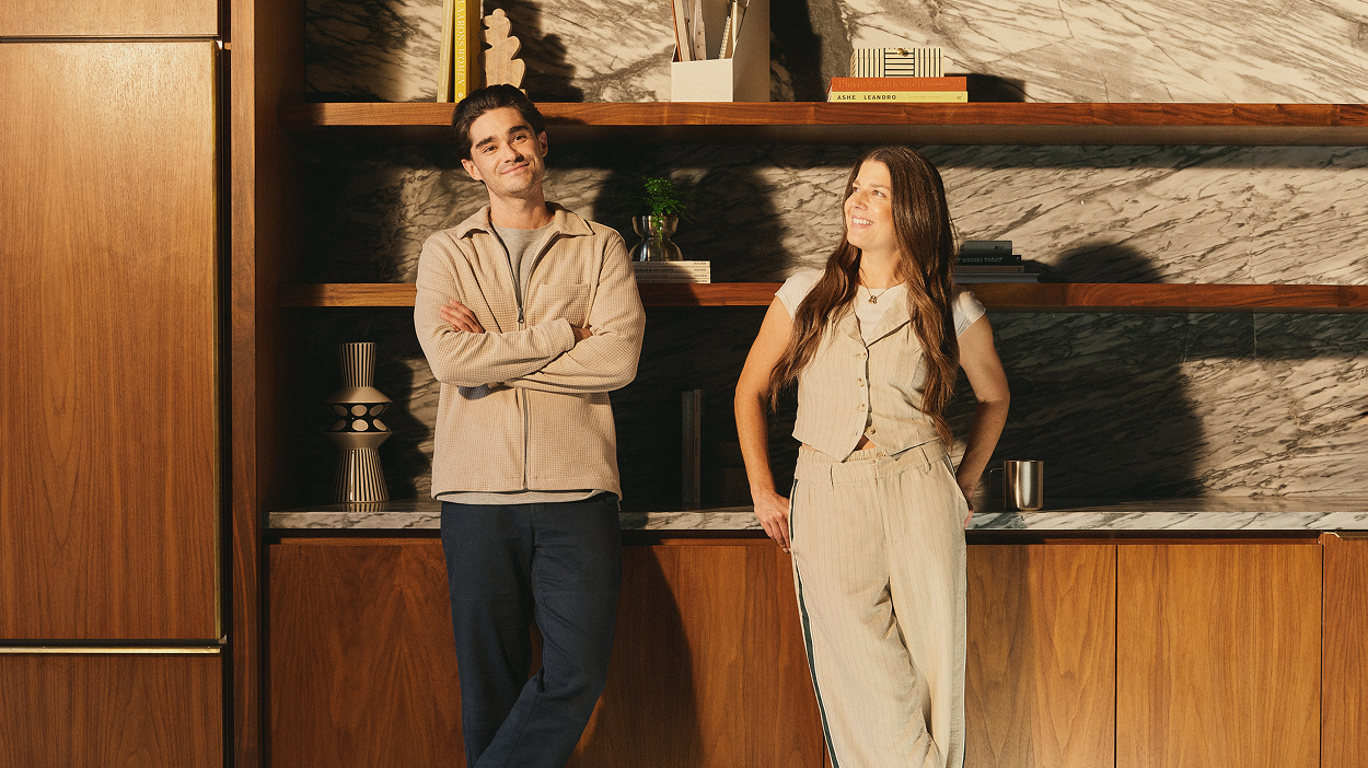 Two young people in a modern kitchen
