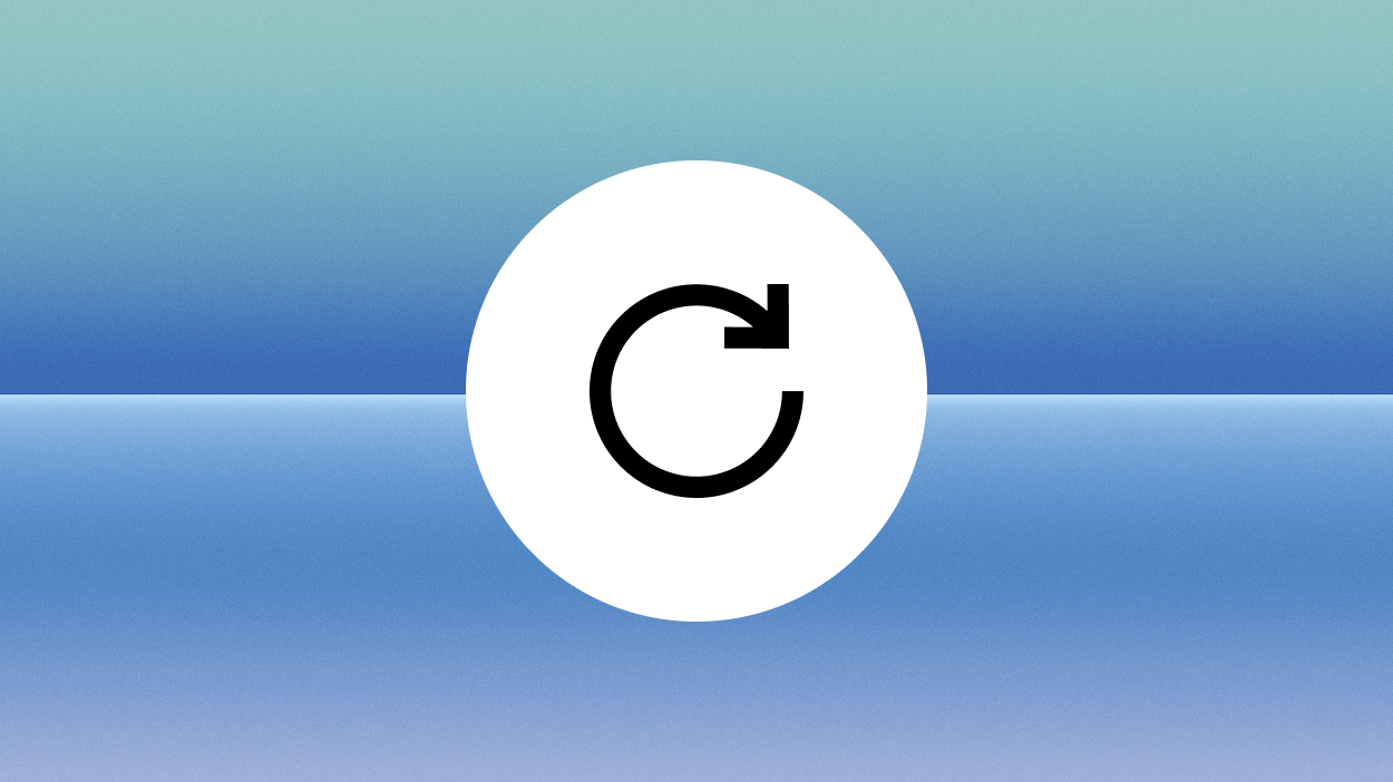 Turning arrow symbol on blue background