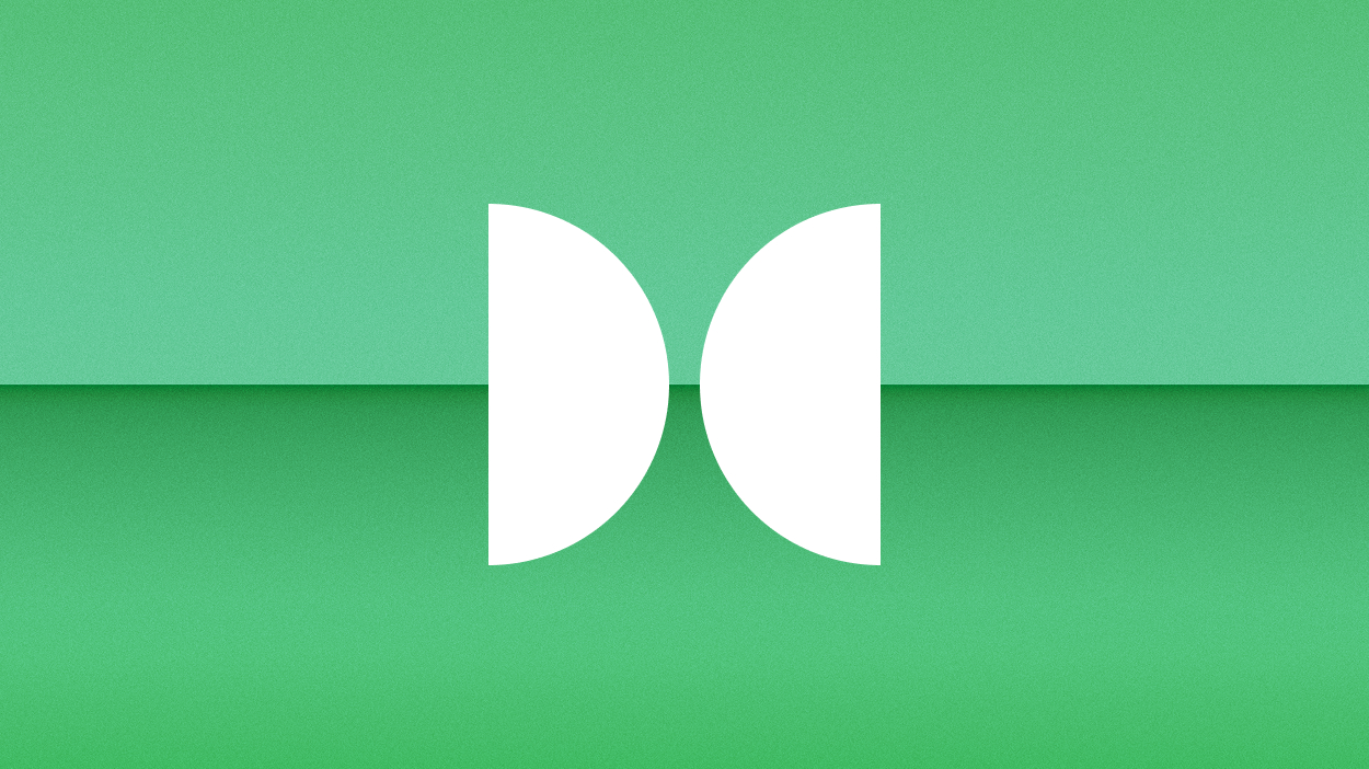 Two semicircles on a green background