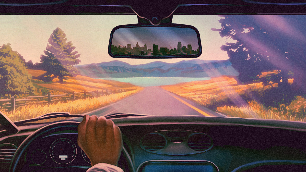 Driver in car illustration