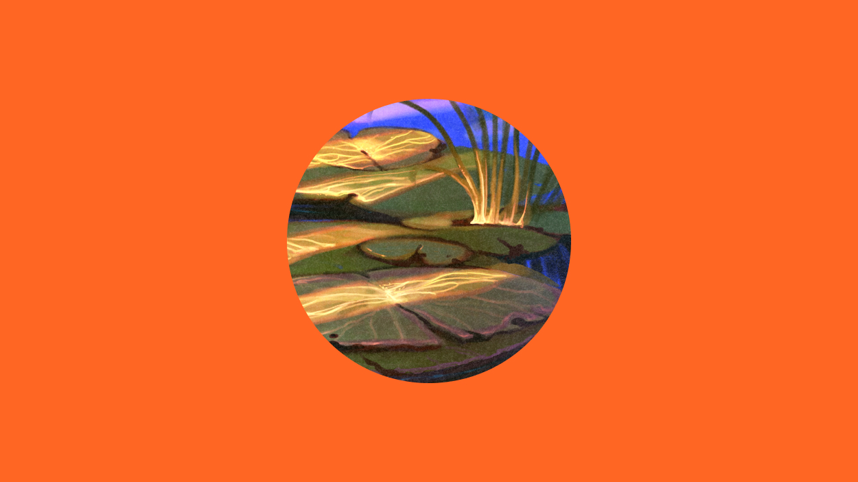 Lillypads on an orange background