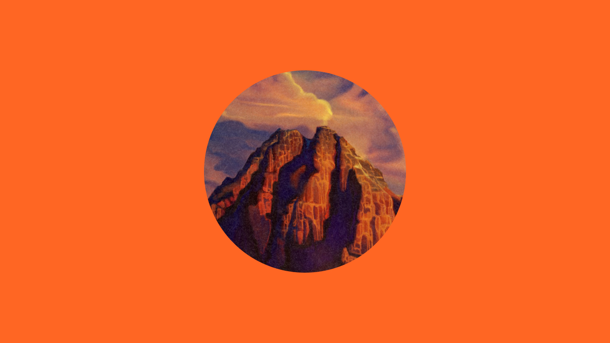 Red rocks on orange background